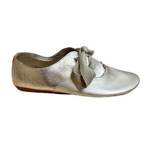 NEW Anothersole metallic gold leather lace up tie round toe flats size 42
